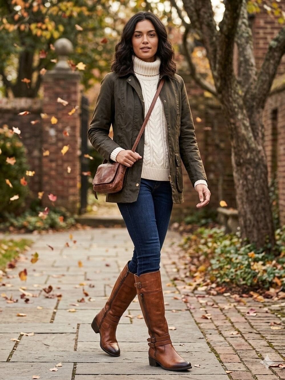 Arturo Chiang Earlene Brown Leather Riding Boots Knee High Zip Buckle Women's 10